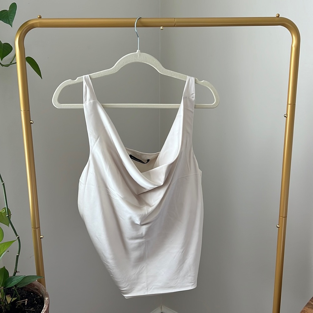 NWT Abercrombie cowl neck asymmetrical cream top size XL